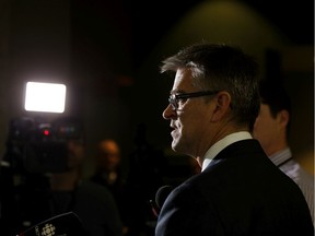 Chief Electoral Officer Glen Resler speaks with the media after a meeting of the Standing Committee on Legislative Offices at the Federal Building near the Alberta Legislature in Edmonton, on Friday, Nov. 29, 2019.