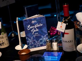 A table setting during the Snowflake Gala at the Edmonton Convention Centre on Tuesday, Dec. 9.