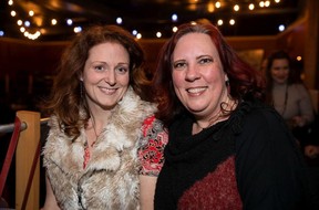 Nicole Olsen, left, with Michelle LaRue during Strictly Business Theatre’s Christmas cabaret.