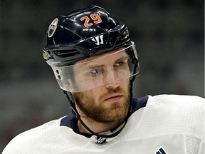 Edmonton Oiler Leon Draisaitl at team practice in Edmonton on Monday, Dec. 30, 2019.