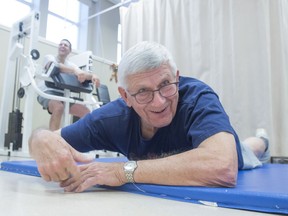 Terry Leskiw, 73, who is a cancer survivor and his son, James Leskiw, 42, are participating in the Alberta Cancer Exercise (ACE) program at the University of Alberta’s Cancer Rehabilitation Clinic on Tuesday, Dec. 10, 2019.