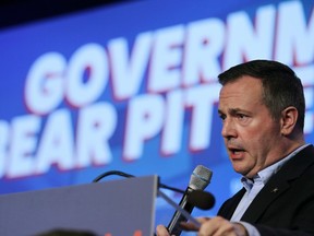 Alberta Premier Jason Kenney leads a "Bear Pit" session with cabinet members answering questions from delegates at the Alberta United Conservative Party Annual General Meeting in Calgary, Alta., Sunday, Dec. 1, 2019.