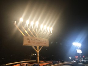 Cars, trucks, SUVs and an RV adorned with menorahs drove through the city in a parade of light on the seventh day of Hanukkah on Saturday, Dec. 28, 2019 from the Chabad Lubavitch of Edmonton