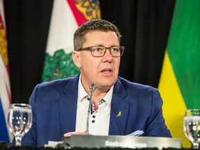 Saskatchewan Premier Scott Moe speaks at a meeting of premiers in Mississauga, Dec. 2, 2019.