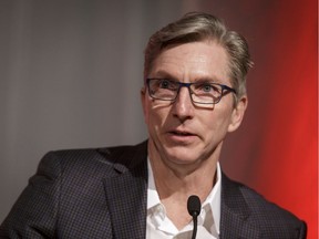 Rich Kruger, president and CEO of Imperial Oil, speaks during the United Way Spirits of Gold breakfast at the Telus Convention Centre in Calgary, Alta., on Monday, Feb. 13, 2017. Lyle Aspinall/Postmedia Network