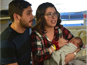 Jayden and Bailey Baker welcomed their 2020 New Year's baby, Madilyn, 7 pounds 4 ounces, at 12:36 AM at the Grey Nuns Community Hospital in Edmonton, January 1, 2020. Ed Kaiser/Postmedia