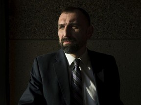 Det. Jared Buhler poses for a photo after speaking to Postmedia about the Patricia Pangracs missing person case, during an interview at Edmonton Police Service headquarters, in Edmonton Tuesday Jan. 14, 2020. On Tuesday Edmonton Police confirmed Pangracs has died and that they believe the death is suspicious. Photo by David Bloom