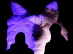 A snow sculpture at Flying Canoe Volant last year.