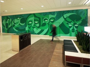Steven Teeuwsen's mural Boreal Bridge on the second floor of Kingsway Mall by Sunrise Records.