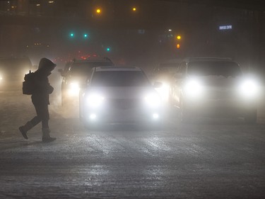 A pedestrian makes their way through the extreme cold in downtown Edmonton Wednesday Jan. 15, 2020. Photo by David Bloom