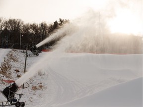 Multiple snow guns were making snow at Edmonton Ski Club on a cold winter day in Edmonton, on Tuesday, Jan. 7, 2020.