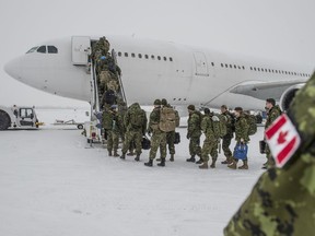 About 150 troops from across Western Canada leave Edmonton to serve in Latvia as part of Operation Reassurance on Wednesday, Jan. 8, 2020.