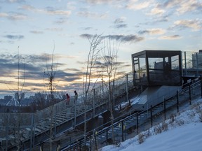 The funicular is seen operating again Tuesday, Jan. 21, 2020 after closing down last week during the frigid blast of winter.