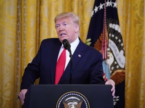 U.S. President Donald Trump announces his Middle East peace plan in the East Room of the White House in Washington, DC on Jan. 28, 2020.