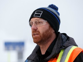 Andrew Grant, Edmonton's general supervisor of infrastructure field operations, parks and roads services, announces that a seasonal parking ban will be in place by 11pm today to clear streets due to 2020's first big snowstorm during a press conference at the city's Central Yard in Edmonton, on Wednesday, Jan. 8, 2020. Photo by Ian Kucerak/Postmedia