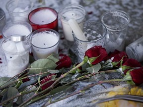 A memorial for Edmontonians killed in the Iranian plane crash on the steps of the Alberta Legislature, in Edmonton Thursday Jan. 9, 2020.