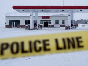 The Petro-Canada station near Range Road 244 and Highway 37, in Namao Monday Jan. 13, 2020. Earlier in the morning two Edmonton police officers came upon a break and enter in progress at the gas station.
