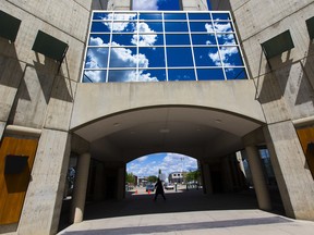 The sun was shining through the clouds on a warm day at MacEwan University on Tuesday, June 11, 2019, in Edmonton.  (Greg Southam-Postmedia)
