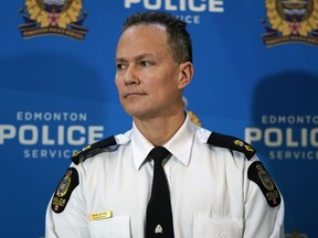 Supt. Devin Laforce of the Edmonton Police Service research and development division gives an update on facial recognition technology at police headquarters on Feb. 19, 2020.