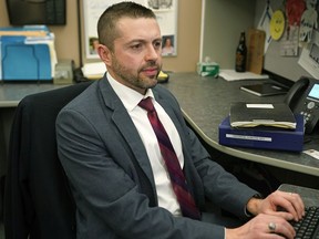 Edmonton Police Service Det. Ryan Tebb of the historical homicide section at police headquarters on Wednesday, Feb. 19, 2020.