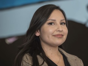 Jaycee Meneen speaks at the HEADSTRONG Youth Summit at Amiskwaciy Academy in Edmonton on Thursday, Feb. 20, 2020.