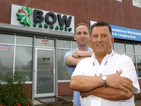 Jamal Ramadan, President and Owner of Bow Cannabis with his son Jim Ramadan, General Manager of the cannabis store in Calgary on Tuesday, August 6, 2019. Darren Makowichuk/Postmedia