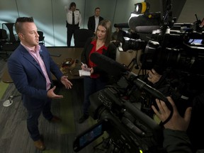 Jesse Banford, Acting Branch Manager of Infrastructure Delivery, provides an update to the media on the Edmonton Police Service Northwest Campus, in Edmonton Friday Feb. 14, 2020. Photo by David Bloom