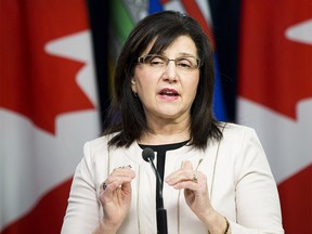 Education Minister Adriana LaGrange provides an update on a new funding model for the education system on Tuesday, Feb. 18, 2020, in Edmonton. (Greg Southam-Postmedia)