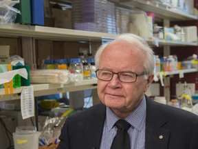 Dr. Lorne Tyrrell, founding director of the Li Ka Shing Institute of Virology in a lab on the University of Alberta campus. The Li Ka Shing Institute of Virology is involved in the critical work to help stop the spread of the novel Coronavirus on February 10, 2020. Photo by Shaughn Butts / Postmedia