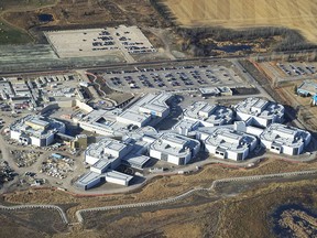 An aerial photo showing the construction progress of the Edmonton Remand Centre in January 2012.
