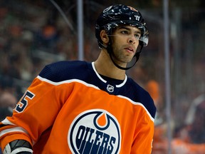 Edmonton Oilers defenceman Darnell Nurse during NHL action on Oct. 16, 2019, against the Philadelphia Flyers.