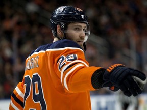 The Edmonton Oilers' Leon Draisaitl (29) during second period NHL action against the Nashville Predators at Rogers Place, in Edmonton Saturday Feb. 8, 2020. Photo by David Bloom