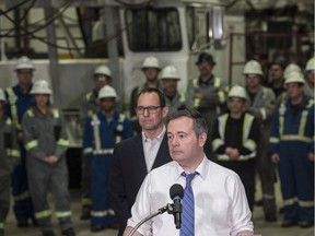 Premier Jason Kenney and Lars De Pauw, executive director, Orphan Well Association announced $100 million loan to the Orphan Well Association to create about 500 jobs to clean up orphaned wells across Alberta. The announcement was made at Savanna Well Servicing in Leduc on March 2, 2020.