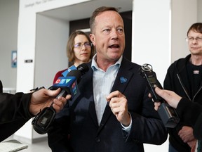 Mike Parker, president of the Health Sciences Association of Alberta (HSAA), speaks about Alberta unions' fightback strategy during a press conference at the Health Science Association of Alberta's office in Edmonton, on Wednesday, March 4, 2020.