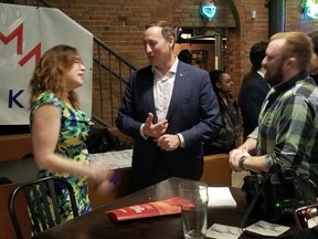 Conservative candidate Peter MacKay speaks at Dewey's at the University of Alberta on Wednesday, March 4, 2020. (Jeff Labine/Postmedia)