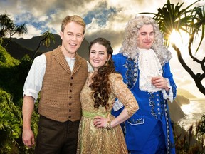 (From left) Adam Fisher, Caitlin Wood and John Ullyatt star in Edmonton Opera's production of Candide, opening March 14 at the Jubilee Auditorium.