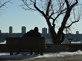 Temperatures rose above zero Monday as people ventured out in the sunshine in Edmonton, March 16, 2020.