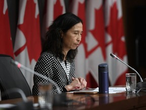 Chief Public Health Officer of Canada Dr. Theresa Tam listens to questions at a press conference on COVID-19 at West Block on Parliament Hill in Ottawa, on Tuesday, March 24, 2020.