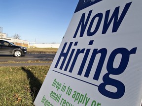 File photo of a now hiring sign