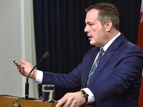 Premier Jason Kenney declares a state of public health emergency during a news conference at the Alberta legislature in Edmonton on Tuesday, March 17, 2020.