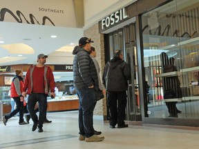 Foot traffic appeared to be down at Southgate Centre on Sunday, March 15, 2020, and at least two stores have closed for the next two weeks including the Fossil store.