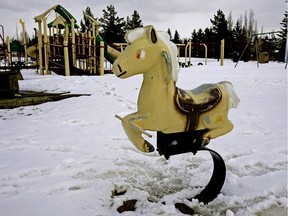 The Brookview Community League playground in southwest Edmonton was deserted on March 24, 2020. The City of Edmonton has closed all public playgrounds amid the global COVID-19 pandemic.