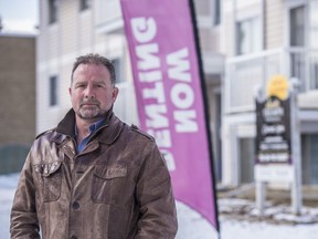 Paul Jones, president of the Alberta Residential Landlord Association, at a west Edmonton apartment block he manages on Thursday, April 2, 2020, said some tenants have walked away from their leases.