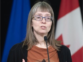 Alberta chief medical officer of health Dr. Deena Hinshaw announced 138 new cases of COVID-19 in Alberta on April14, 2020.