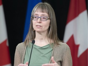 Alberta's chief medical officer of health Dr. Deena Hinshaw speaks during a press conference in Edmonton on Wednesday, April 22, 2020.