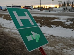 A road sign points to the Bassano Health Centre. File photo.