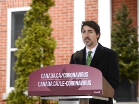 Prime Minister Justin Trudeau addresses Canadians on the COVID-19 pandemic from Rideau Cottage in Ottawa on Tuesday, March 31, 2020.