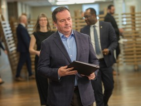 Premier Jason Kenney at the daily COVID-19 update at the Federal Builiding in Edmonton on Friday, April 3, 2020.