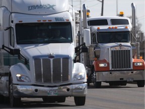 Truck traffic continues across Canada, this is the Trans Canada Highway West of Winnipeg.   Wednesday, April 01, 2020