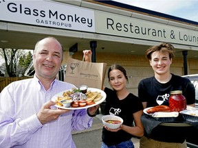 Rob Filipchuk, owner of the Glass Monkey Gastropub in southwest Edmonton, hand-made the Ukrainian special this week, along with his children Layla and Noah.